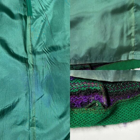 70s vintage wool finnish folk maxi skirt boho arola finland green textured. - Picture 7 of 8